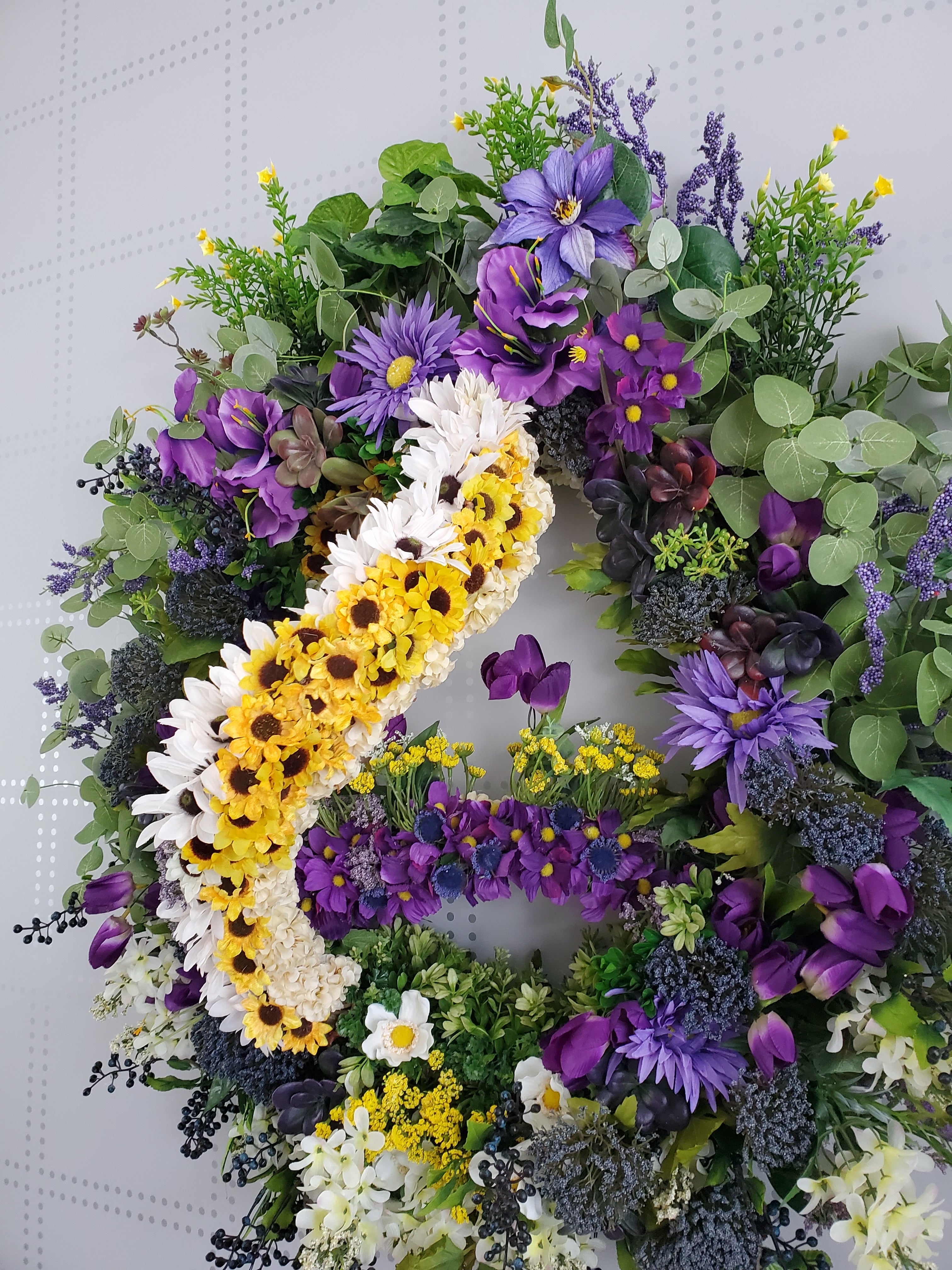 Purple Peace Front Door Spring Wreath | Grapevine Luxury Wreaths