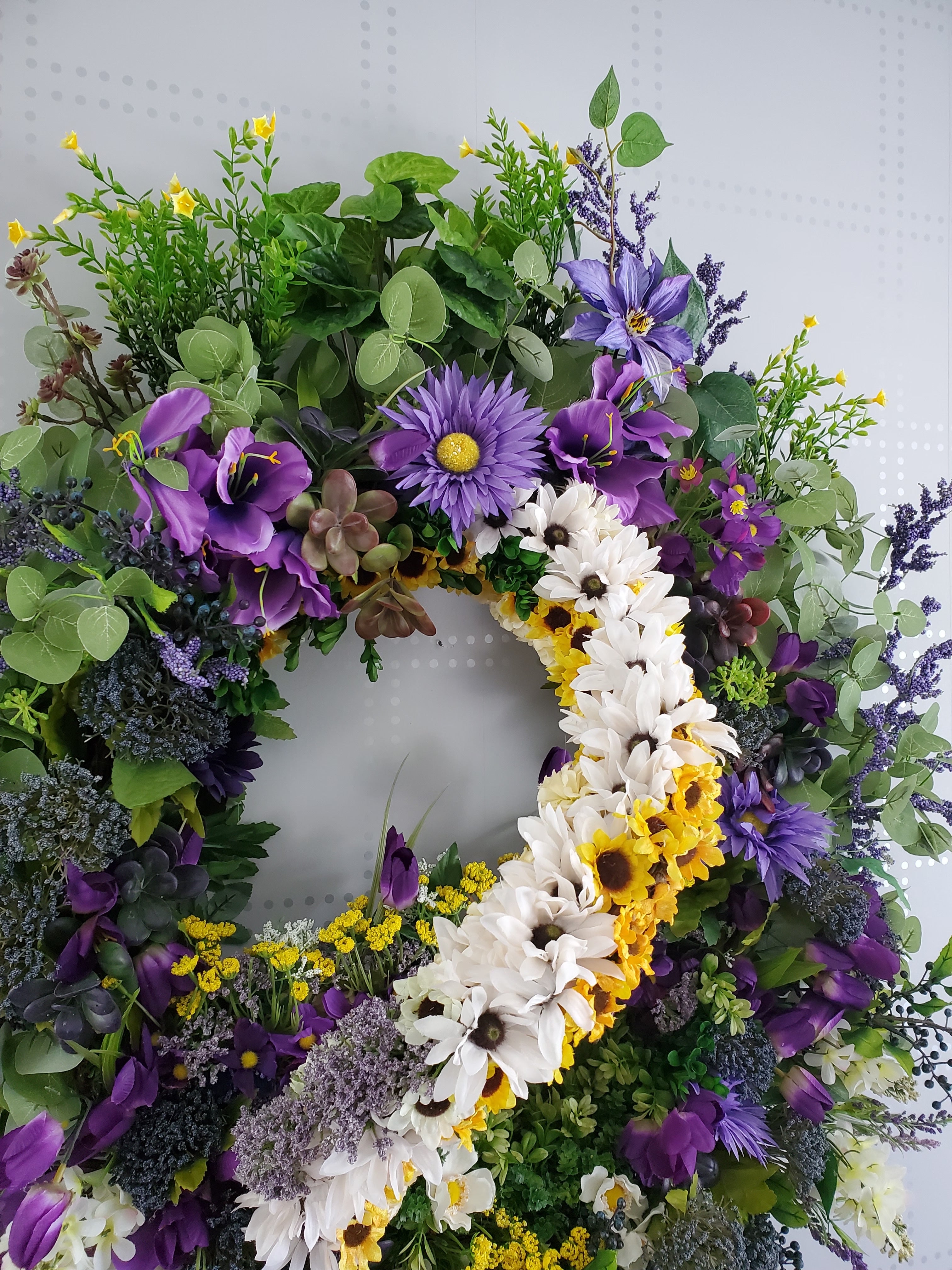 Purple Peace Front Door Spring Wreath | Grapevine Luxury Wreaths